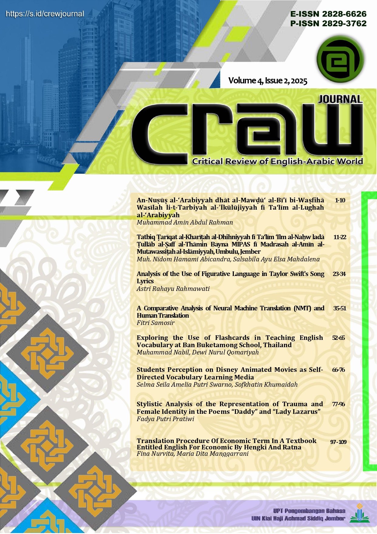 					View Vol. 4 No. 2 (2025): Critical Review of English-Arabic World Journal
				