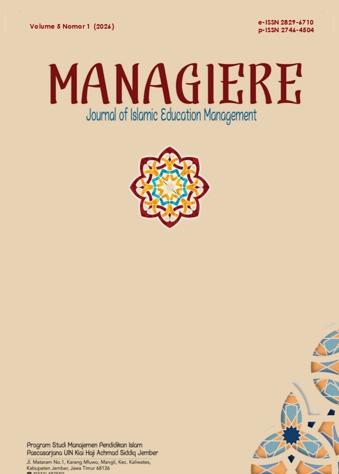 					View Vol. 5 No. 1 (2026): MANAGIERE: Journal of Islamic Education Management
				